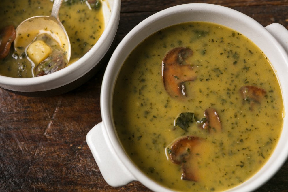 Caldo verde with mushrooms.