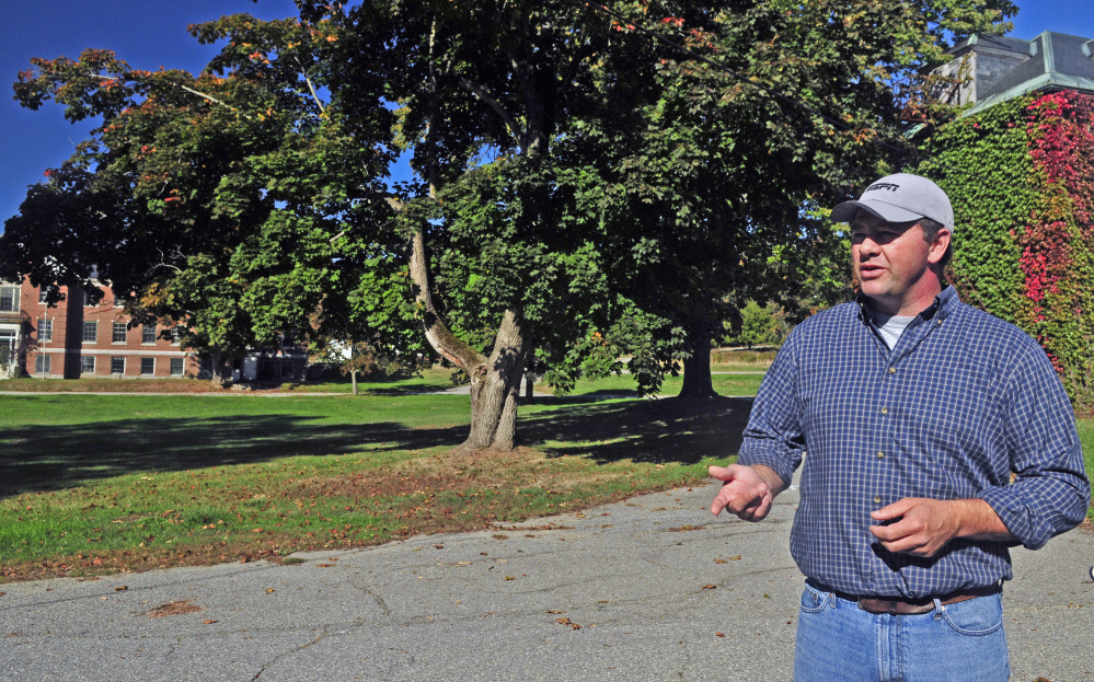 Developer Matt Morrill talks on Oct. 7, 2016, about the possibility of building a fire station at the Stevens Commons in Hallowell. Although the previous fire chief proposed the idea, a city committee shot it down as too expensive. An offer of $1 million from an anonymous donor might make it feasible now.