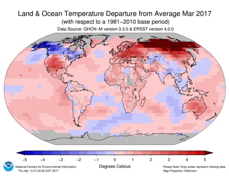 This graphic shows how temperature have increased in many places on Earth.