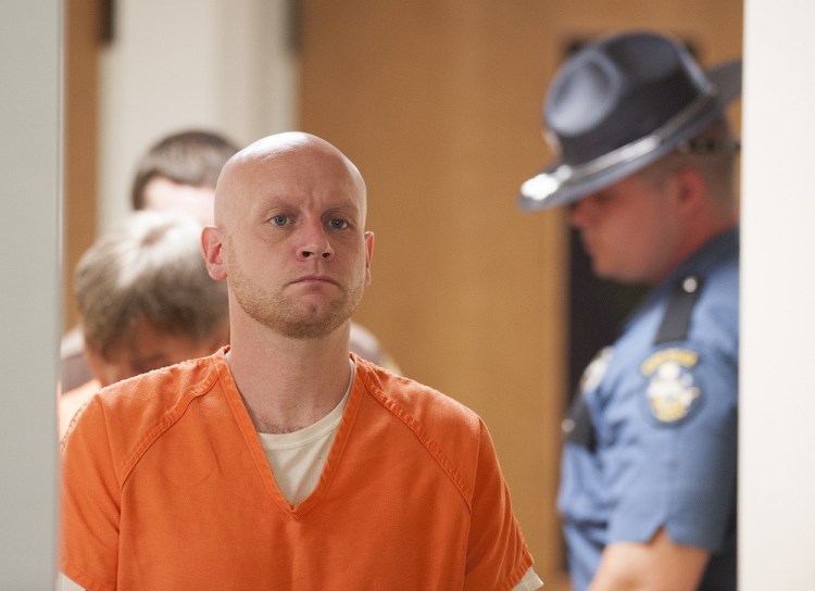 Robert Burton enters the Piscataquis County Superior Court in August 2015. Burton, of Abbot, pleaded not guilty to a murder charge in the June 5, 2015, slaying of Stephanie Gebo, 37, whose daughter found her dead inside her Parkman home.