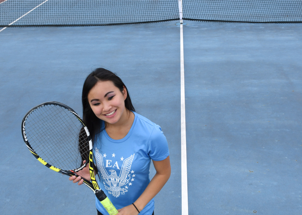 Erskine's Ellie Hodgkin is the Kennebec Journal Girls Tennis Player of the Year.