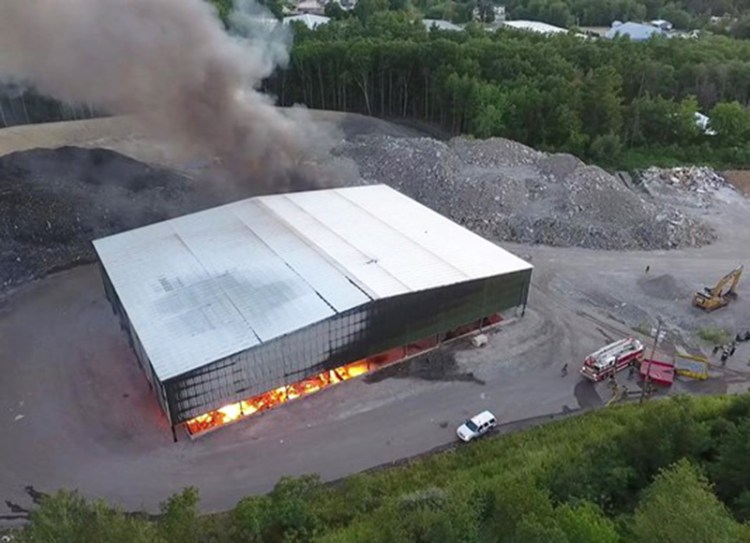 An intense fire at Aggregated Recycling Corp. in Eliot was expected to burn overnight and into the day Monday.