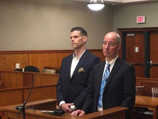 Alex Gray, left, pleads guilty to domestic violence assault in Cumberland County Superior Court on Friday. At right is his attorney, Gerard P. Conley Jr. 