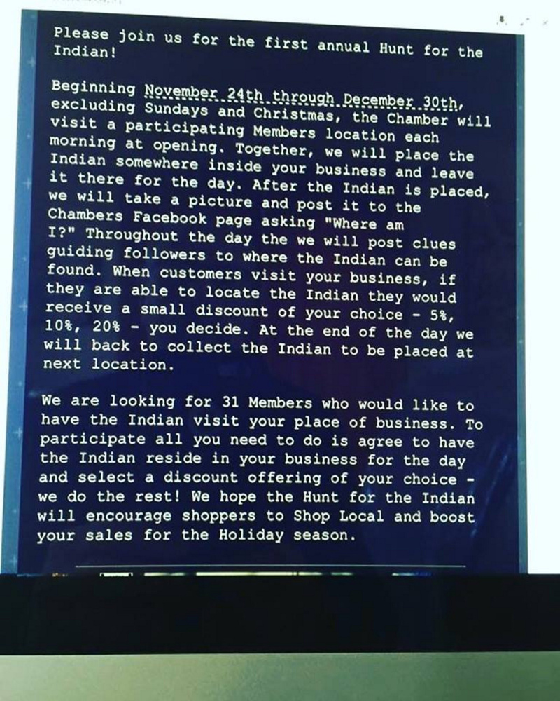 The Skowhegan Area Chamber of Commerce promotion was emailed to members on Saturday and met with outrage on social media.