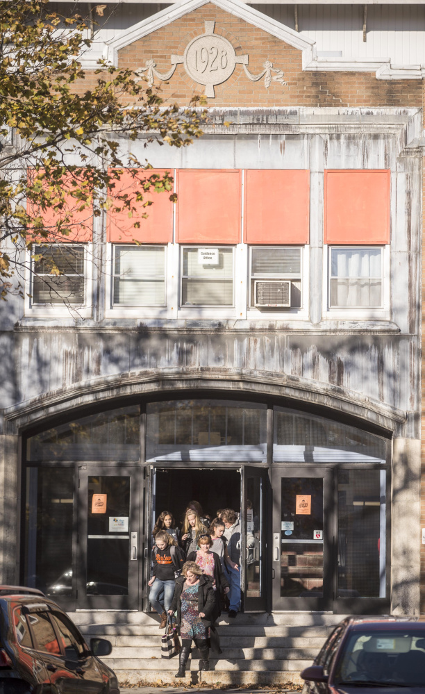 Students emerge from Winslow Junior High School at the end of the school day Nov. 8 in Winslow.