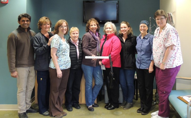 From left, are Tirunellai Shankar, M.D., Cherylene Sevey, R.N., Linda Quirion, R.N., Janice Welch, Jodi Godin, Bonnie Mattingly, Becca Knowles, Victoria Stannard, M.D., and Paula Scholenthaler, R.N.