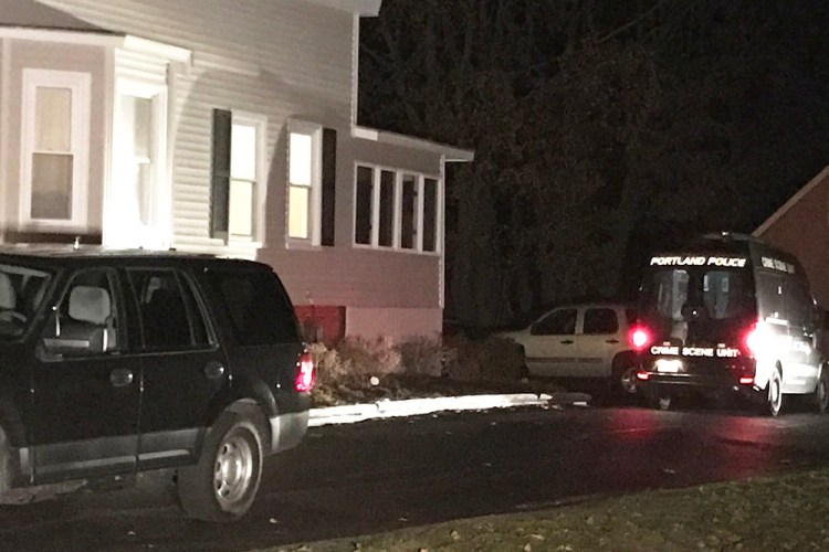 Police at the scene of Friday night's search along Ocean Avenue in Portland.