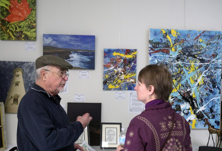 Artwork is on display Wednesday at the VA Maine Healthcare Systems-Togus, the federal hospital outside Augusta, as part of the 2018 Maine Veterans Creative Arts Competition. Officials say the event is important because creative arts are vital to a veteran's care.