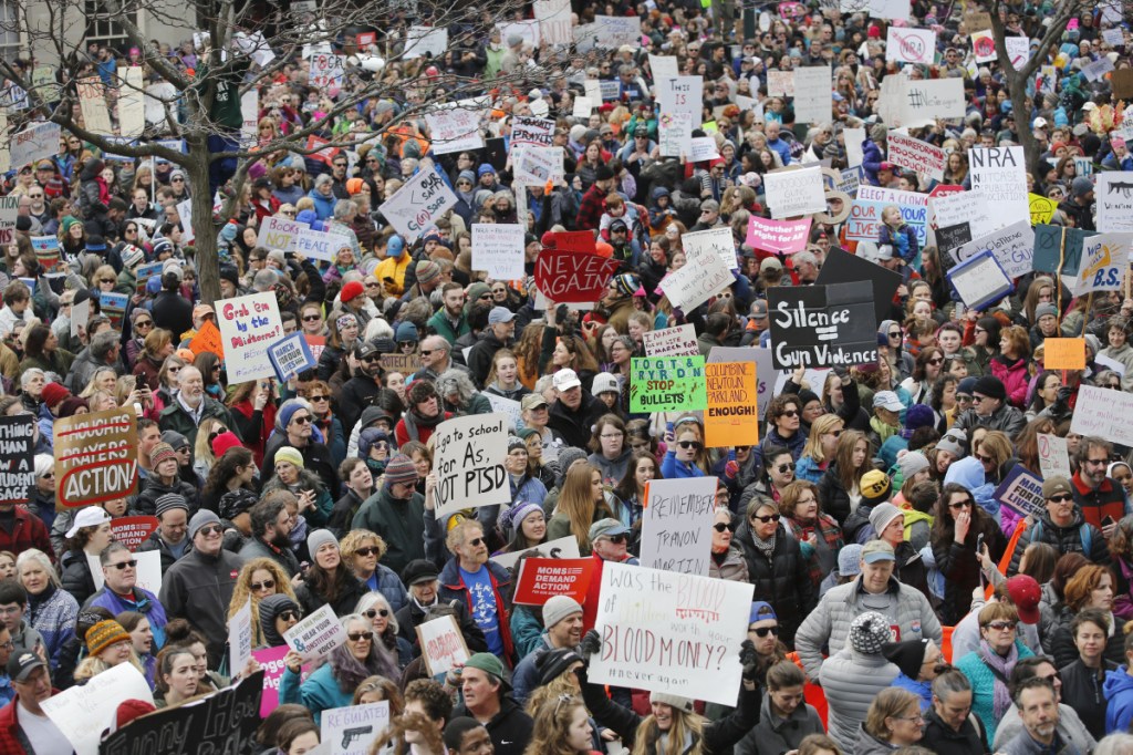 PORTLAND, ME - MARCH 24: Thousands join in the #MarchForOurLives protest at City Hall in Portland. (Photo by Derek Davis/Staff Photographer)