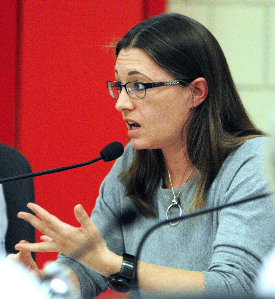 Town council Chairwoman Sarah Fuller, seen speaking during a council meeting on May 23, 2017, says the town is taking steps to protect itself from legal problems that could arise from complaints about the departing school superintendent, Gary Rosenthal.