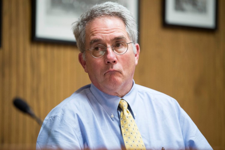 John O’Donnell, D-Ward 5, listens to residents during a Community Notes at the beginning of a City Council meeting at the City Council Chambers on Tuesday. Critics of O’Donnell have submitted enough petition signatures that compelled the council to put the recall of O’Donnell on the upcoming June election ballot. 