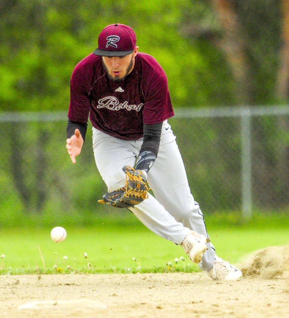 Richmond shortstop Matt Rines fields a bouncing ball during a game on Tuesday in Richmond.