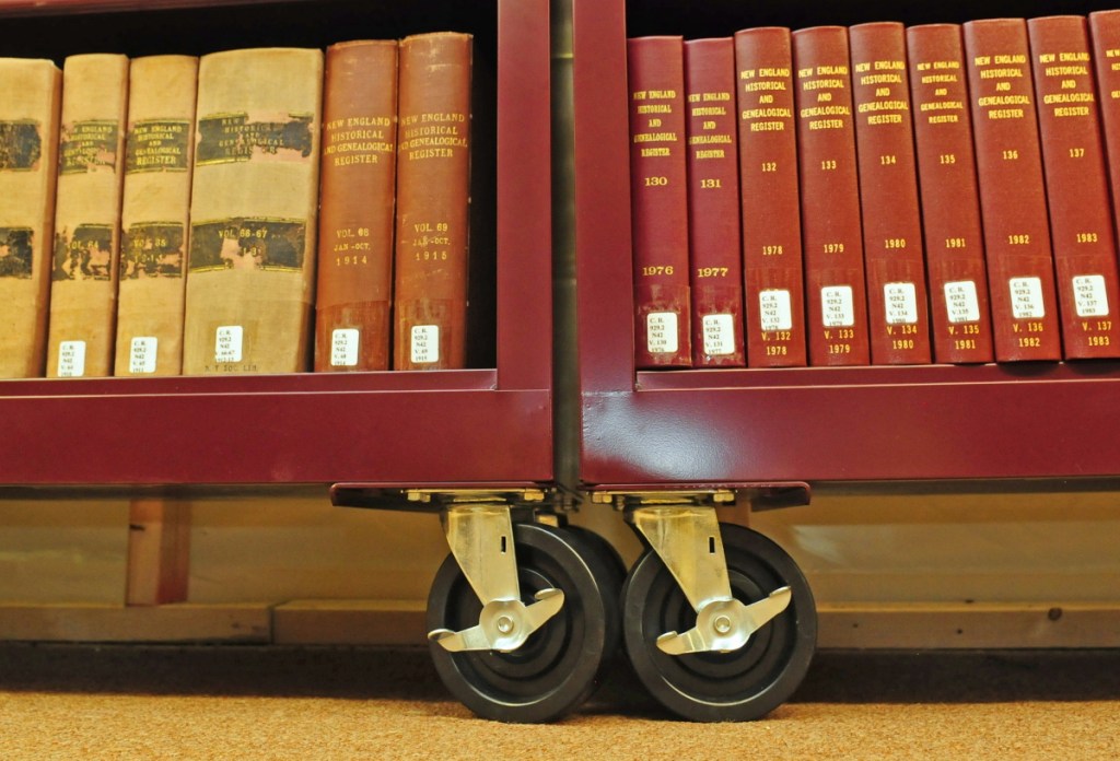 Archival collections in the basement of the Gardiner Public Library on Oct. 9, 2014. A group of Farmingdale residents has successfully petitioned to have an article on coming to an agreement with the Gardiner library included in June 14 warrant.