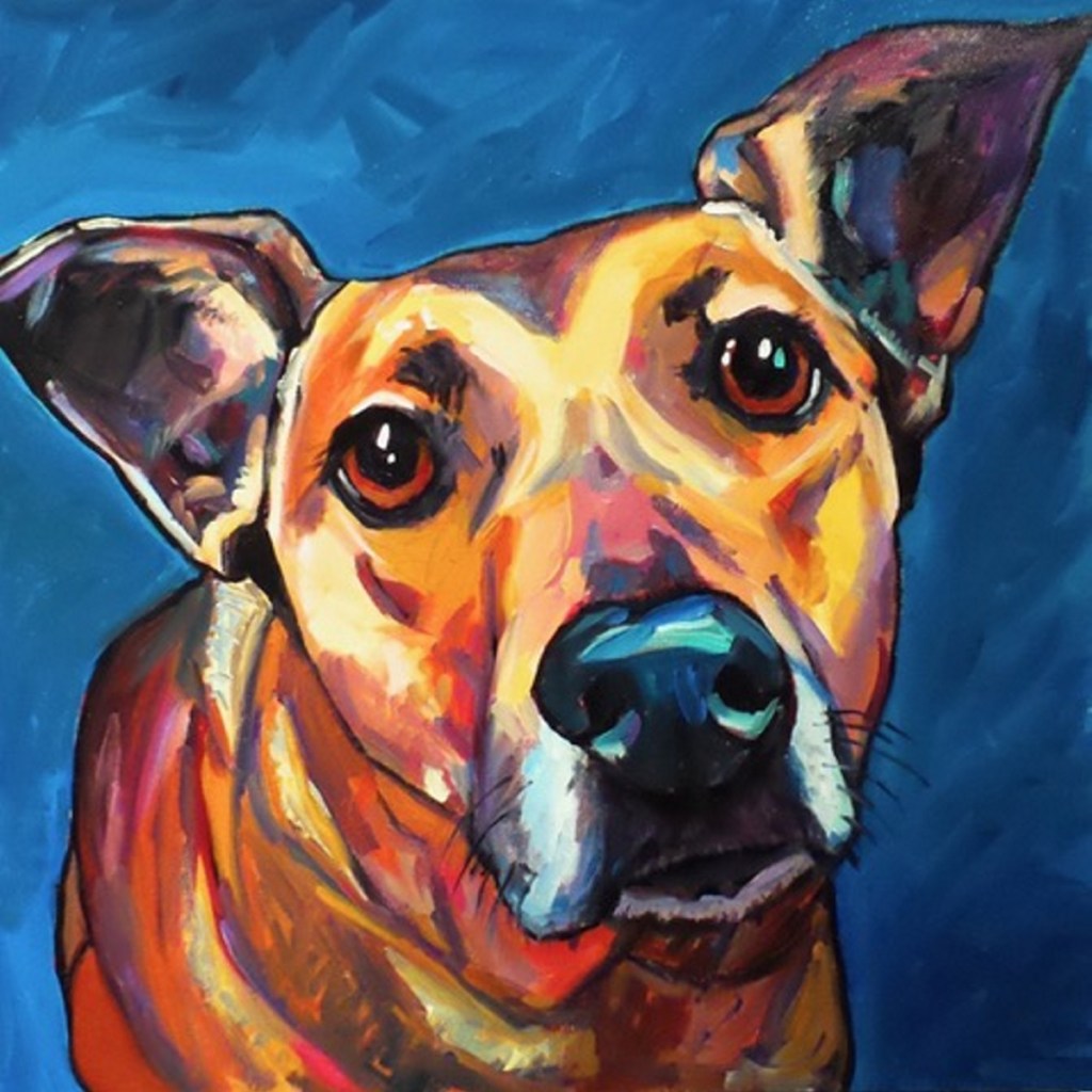 "Treat Please," oil on canvas, by Elizabeth Fraser, of Portland.