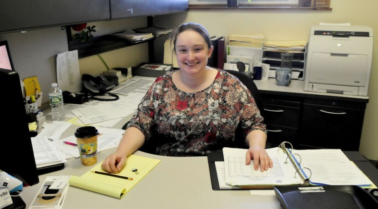 City of Waterville Financial Director Heather Rowden, seen Feb. 28, 2017, at her office in Waterville City Hall, is leaving for a job in California.