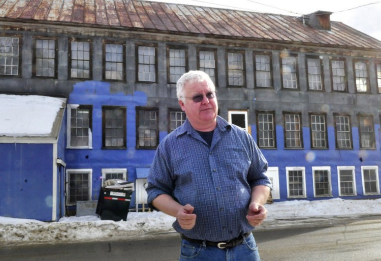 Bartlettyarns owner Lindsey Rice speaks outside the mill in Harmony about the nearly two centuries a mill has operated at the site.