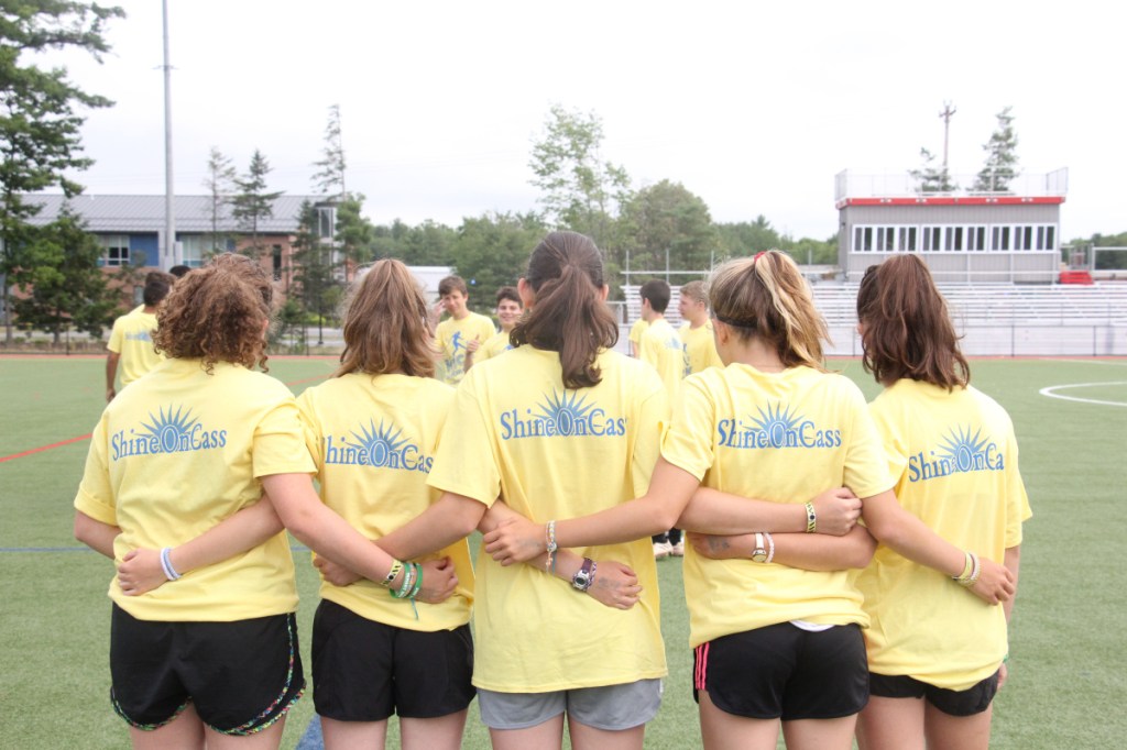 Summer campers from Camp Modin gather for a photo at Kick Around the Clock for Cass. The camp brought 30 players to fill one of the 11 hours of continuous soccer played July 15 at Thomas College.