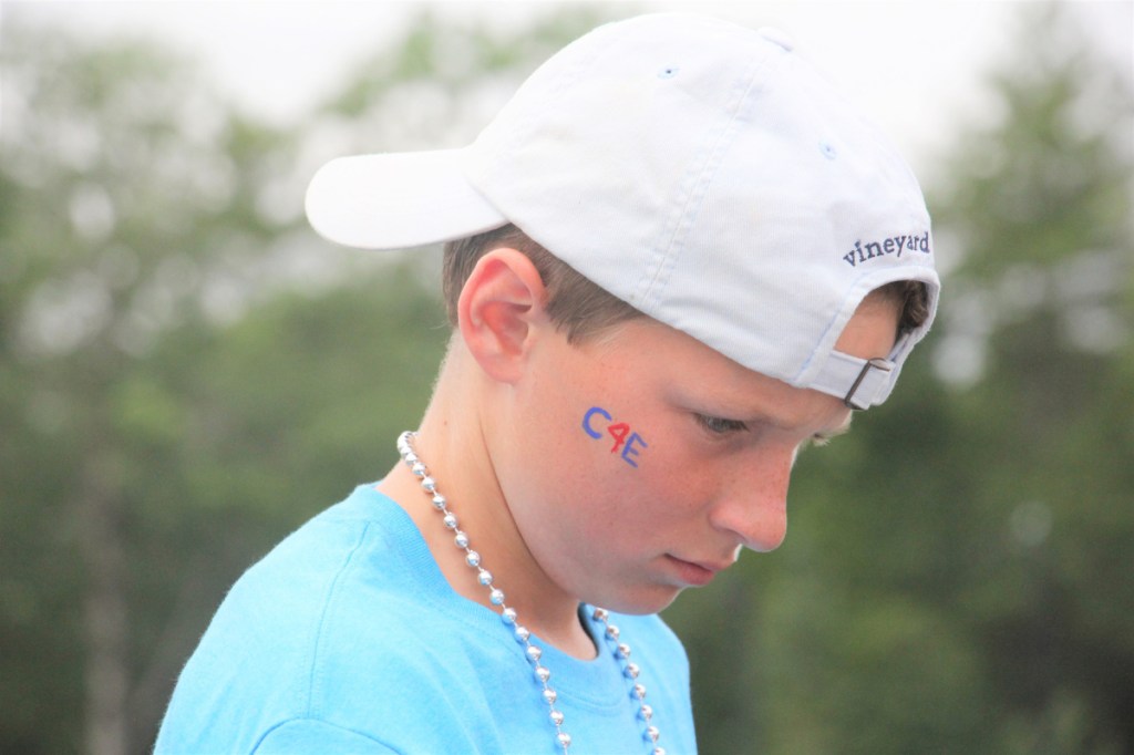 William Durkee, of Oakland, waits on the sideline to be subbed into the 11-hour Kick Around the Clock for Cass continuous soccer game played on July 15 at Thomas College. The event included 400 players and raised $5,000 for the ShineOnCass Foundation.