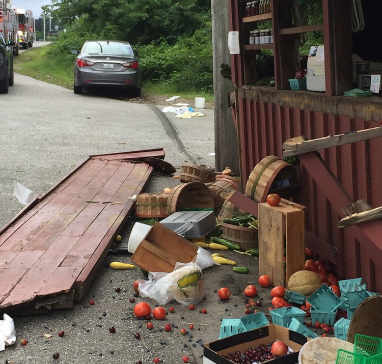 Site of crash at Chase Farms farmstand in Wells.