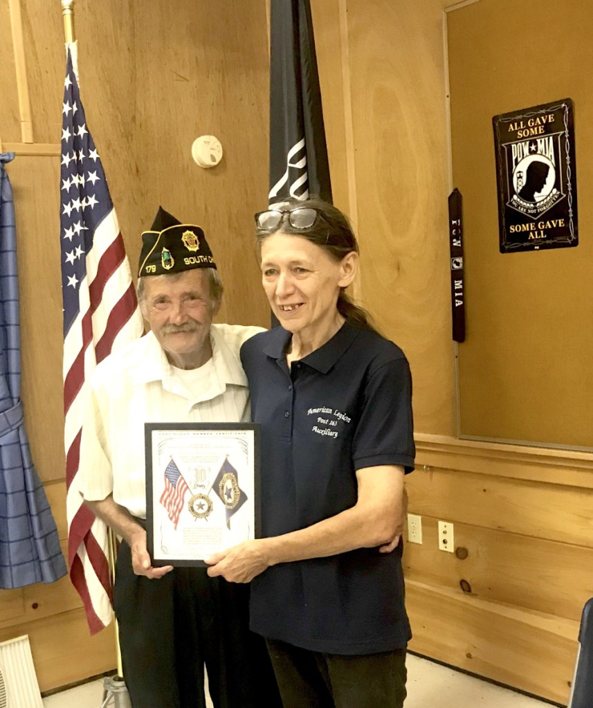 Legionaire Steve McPherson, and Ladies Auxiliary Barbara McPherson, both received 30 year certificates.