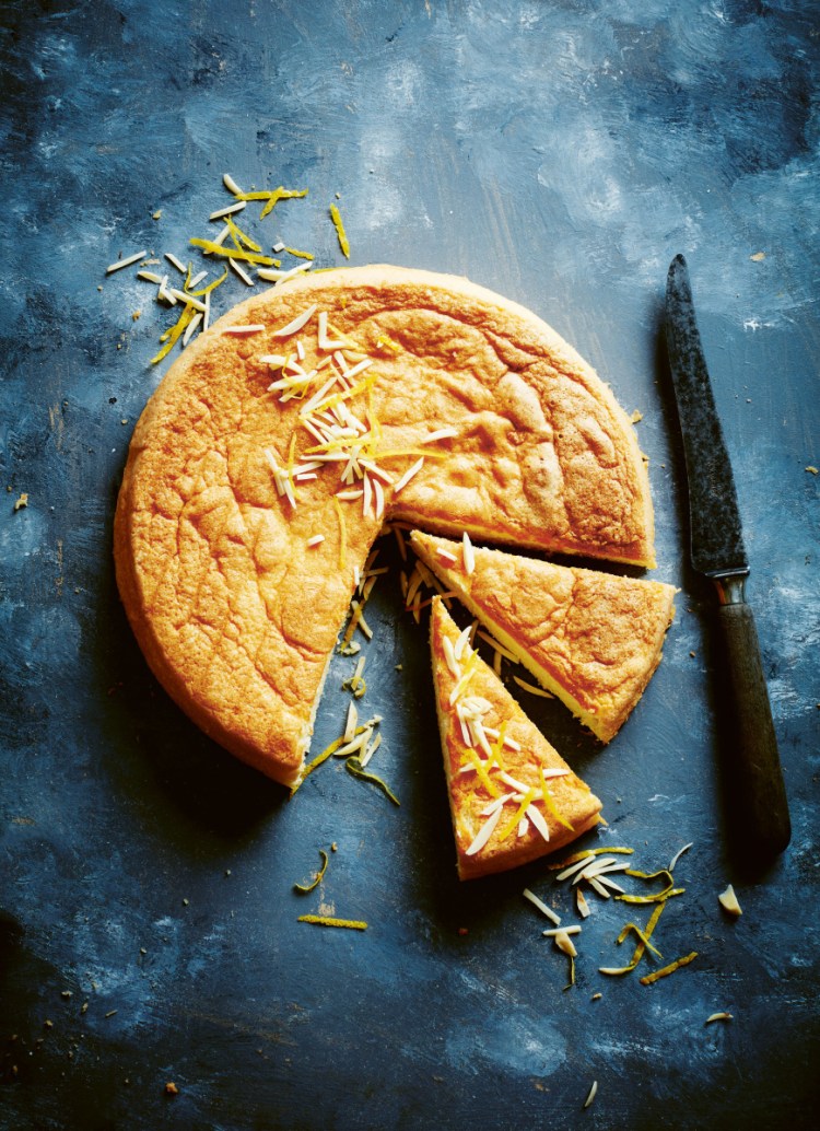 Almond Sponge Cake serves eight people.