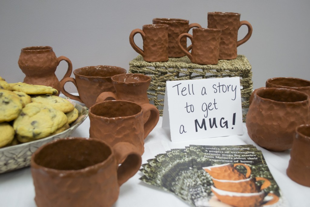 The Homemade Exchange mugs display.