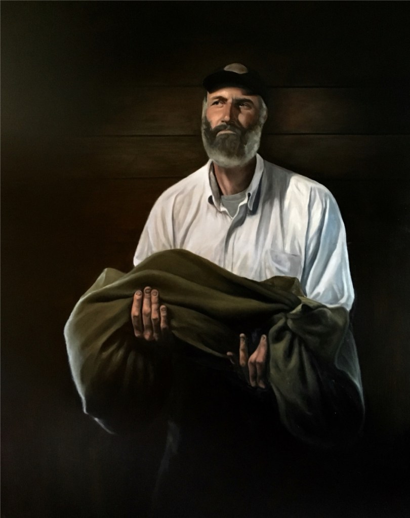 "Burden," oil paining by Maxwell Nolin.