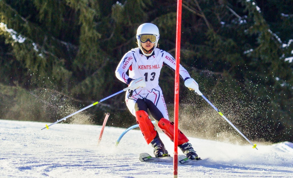 Kents Hill sophomore Anna Laberge races during the Marlee Slaloms on Saturday in Kents Hill.