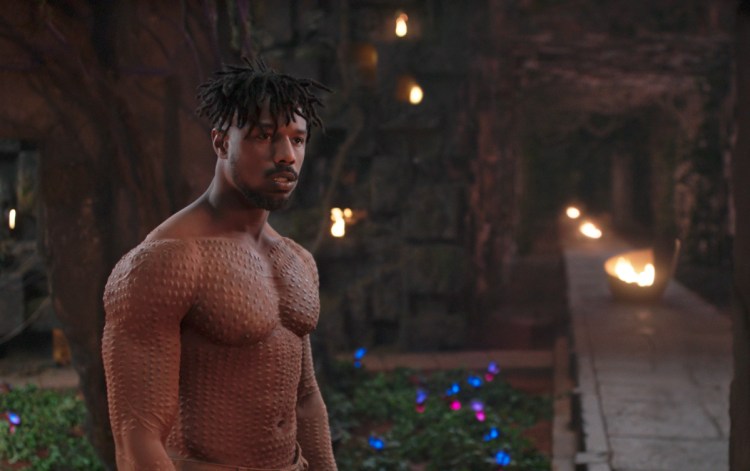 Michael B. Jordan in a scene from Marvel Studios' "Black Panther."