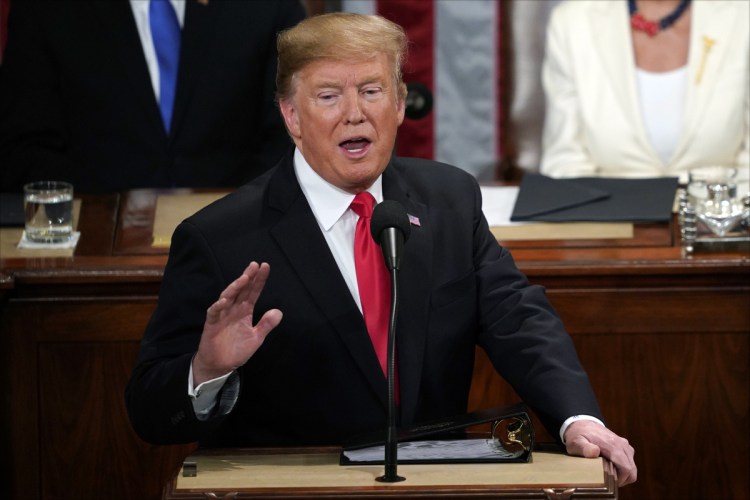 President Trump delivers his State of the Union address to a joint session of Congress on Capitol Hill in Washington on Tuesday.