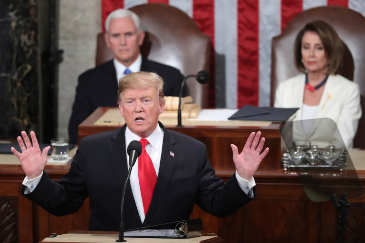 President Trump delivers his State of the Union address Feb. 5. According to lawmakers and aides,  bipartisan talks aimed at averting that outcome broke down in a dispute over immigration enforcement on Sunday.