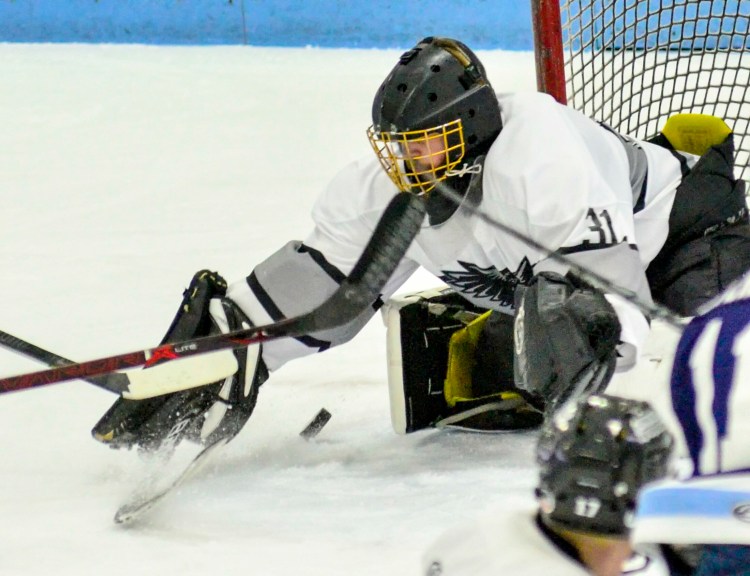 Kennebec River Hawks goalie Ben Grenier is the Kennebec Journal/Morning Sentinel Hockey Player of the Year.