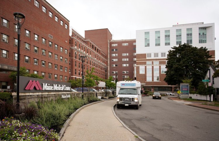 The main entrance area of Maine Medical Center in Portland, home of the Barbara Bush Children's Hospital.